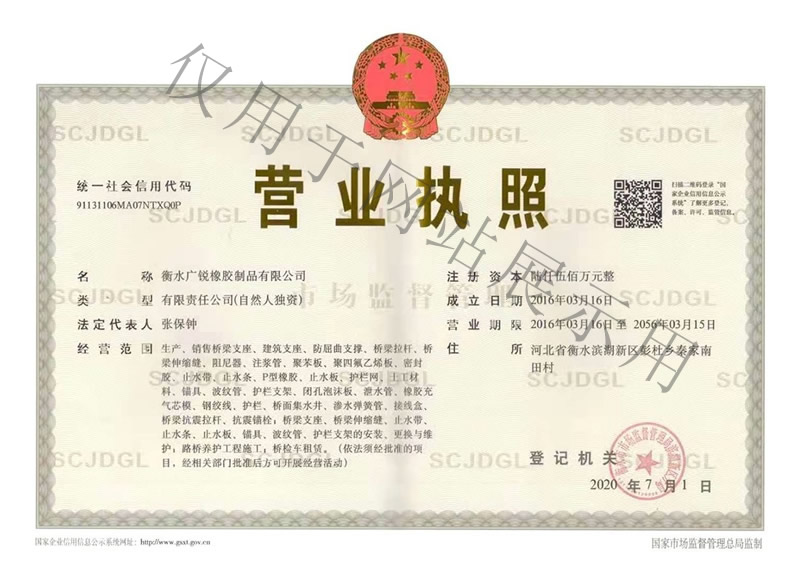 衡水广锐橡胶制品有限公司公司执照